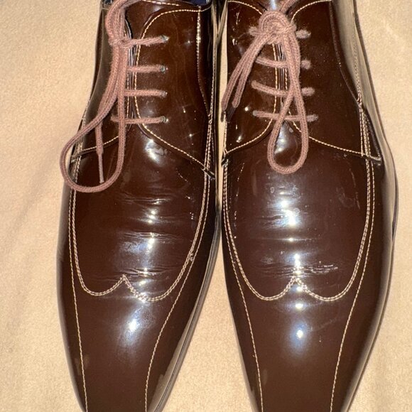 BROWN PATENT LEATHER MEZLIN SHOES SIZE 12M - Picture 3 of 5